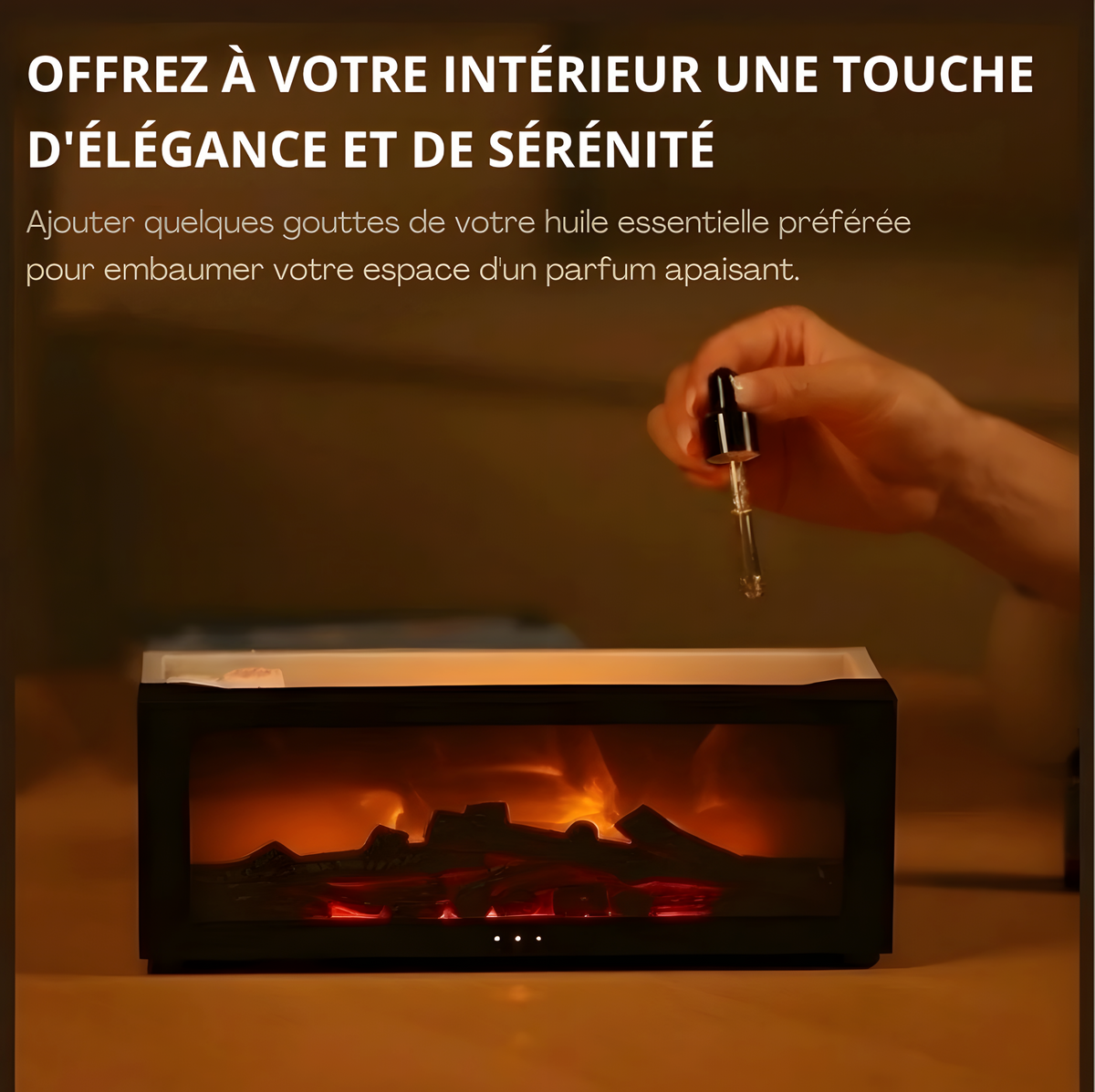 Cheminée diffuseur d'huiles essentielles effet flammes Oralysse